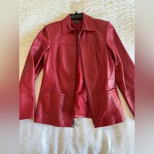 Genuine red leather jacket